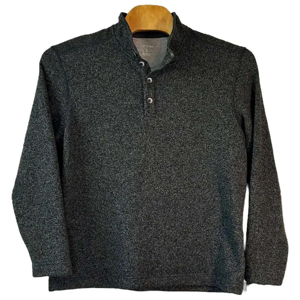 Van‎ Heusen Men's Sweater Fleece Long Sleeve 1/4 Button Mock Neck   Sz XL